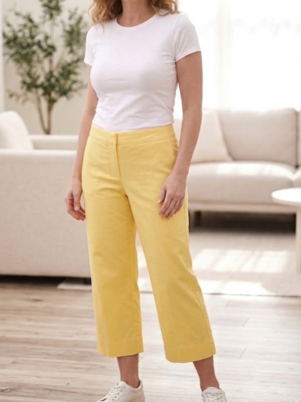 Talbots Yellow Cropped Wide-Leg Capris